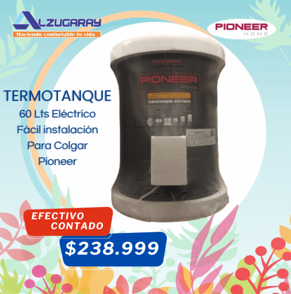 Termotanque Electrico Pioneer 60 Lts Negro Mate (345)