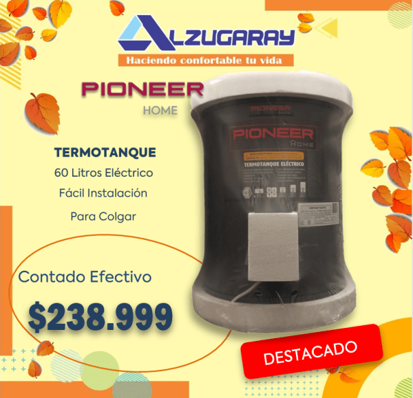 Termotanque Electrico Pioneer 60 Lts Negro Mate (345)