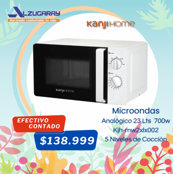 Microondas Kanji 23 Litros 700 Watts Blanco Análogo Kjh-mw2xlx002 (9907)