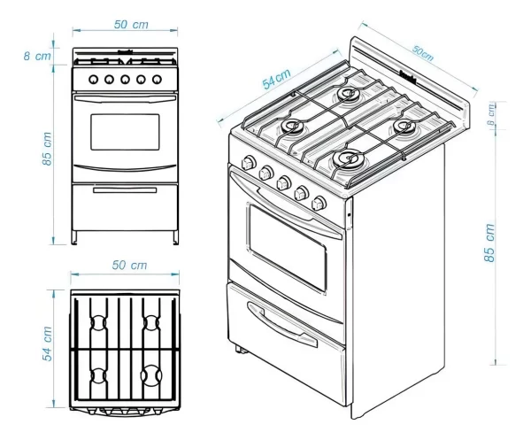 Cocina Escorial Candor S2 Black Color Negro con puerta con visor Gas Env (2498) - Imagen 4