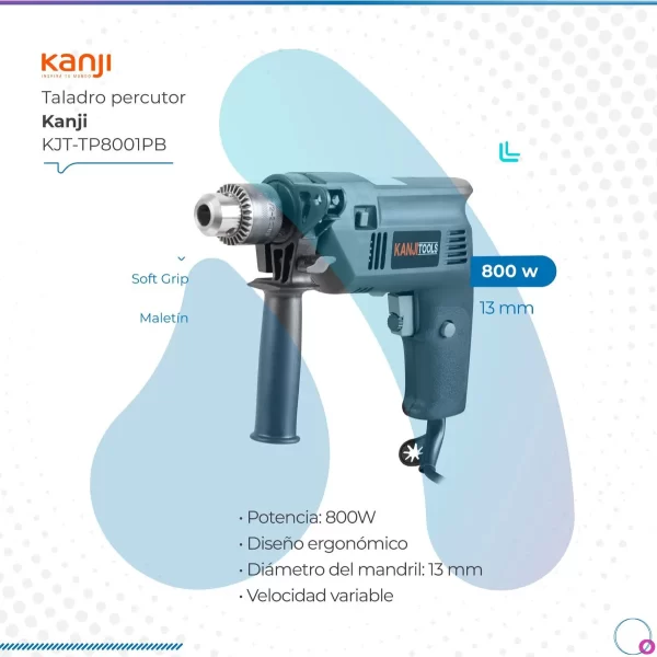 Taladro De Impacto Kanji Tools 13mm 800w KJT-TP8001PB(2400) - Imagen 2